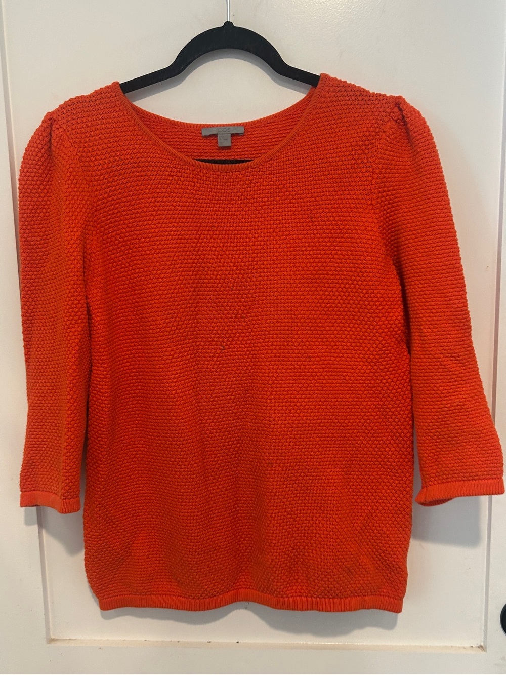 Cos Sweater orange 100% cotton sweater with balloon sleeves Medium